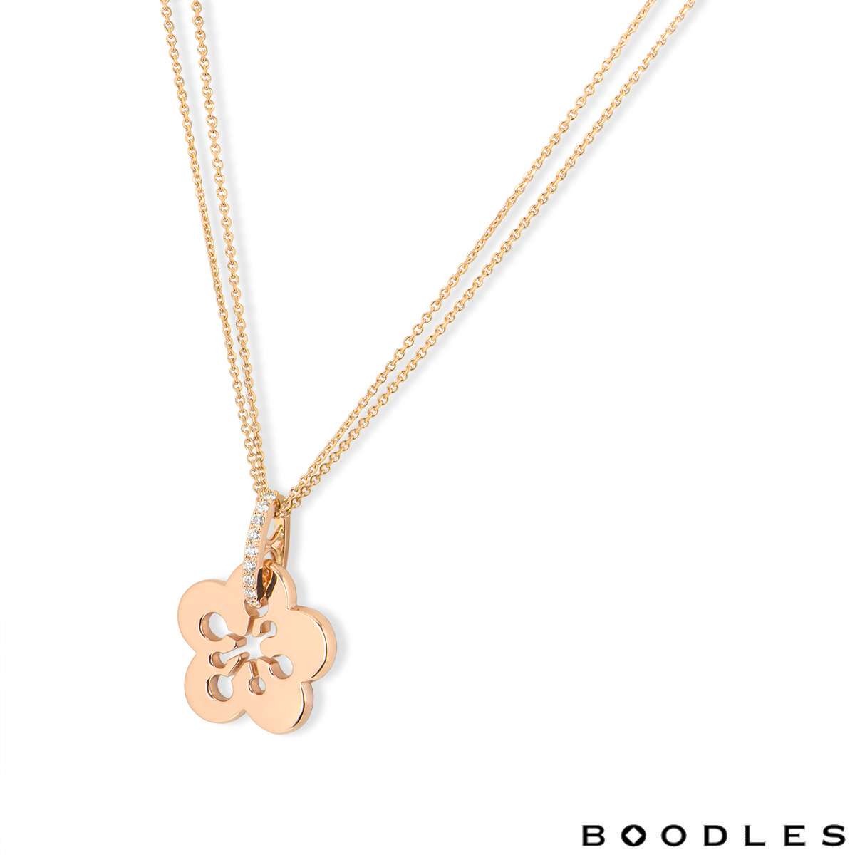 Boodles Rose Gold Diamond Classic Blossom Pendant | Rich Diamonds